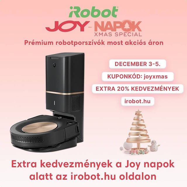 Ha még nincs ötleted, hogy mit ajándékoznál Karácsonyra, vagy vennél magadnak, akkor itt a remek alkalom!!! Ezen a hétvégén a webshopban megjelölt már akciós robotok még nagyobb kedvezménnyel érthetőek el. Használd a joyxmas kupont a megjelölt robotok rendelésénél az EXTRA 20% kedvezményhez. extra akcióval kedveskedünk. 

#irobot #joyxmas #kedvezmény #kuponkód #akció #irobotlove #robotporszívó #joydays