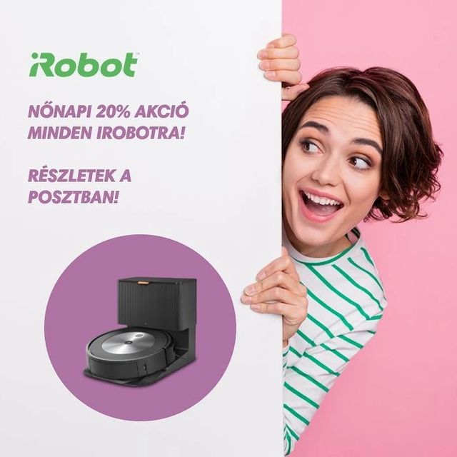 Ez a nap a hölgyeké! Tapasztalatból tudjuk, hogy minden nő álma, hogy több időt fordíthasson az igazán fontos dolgokra. A takarítás általában nem tartozik ezek közé. Ezért ma még tart a nőnapi 20%-os akció! Ha éjfélig

- kiválasztod a robotporszívót vagy felmosó robotot a www.irobot.hu oldalon
- elküldöd az IROBOTNONAP20 promóciós kódot
- leírod a számlázási, szállítási adatokat, telefonszámodat az irobot@bettery.hu email címre
-  20% extra kedvezményt kapsz, ami már az akciós termékekre is érvényes!

#irobot #nőnap #kedvezmény #nőnapiajándék #okosháztartás #okosporszívó #akció