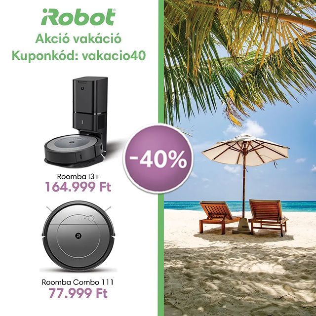 Rendkívüli akcióval várunk ezen a hétvégén! 40%-os akcióban érhető el két kedvelt termékünk a www.irobot.hu oldalon a vakacio40 kuponkóddal!!

#akció #irobotmagyarorszag #kuponkód #roomba #robotporszivo #kedvezmény